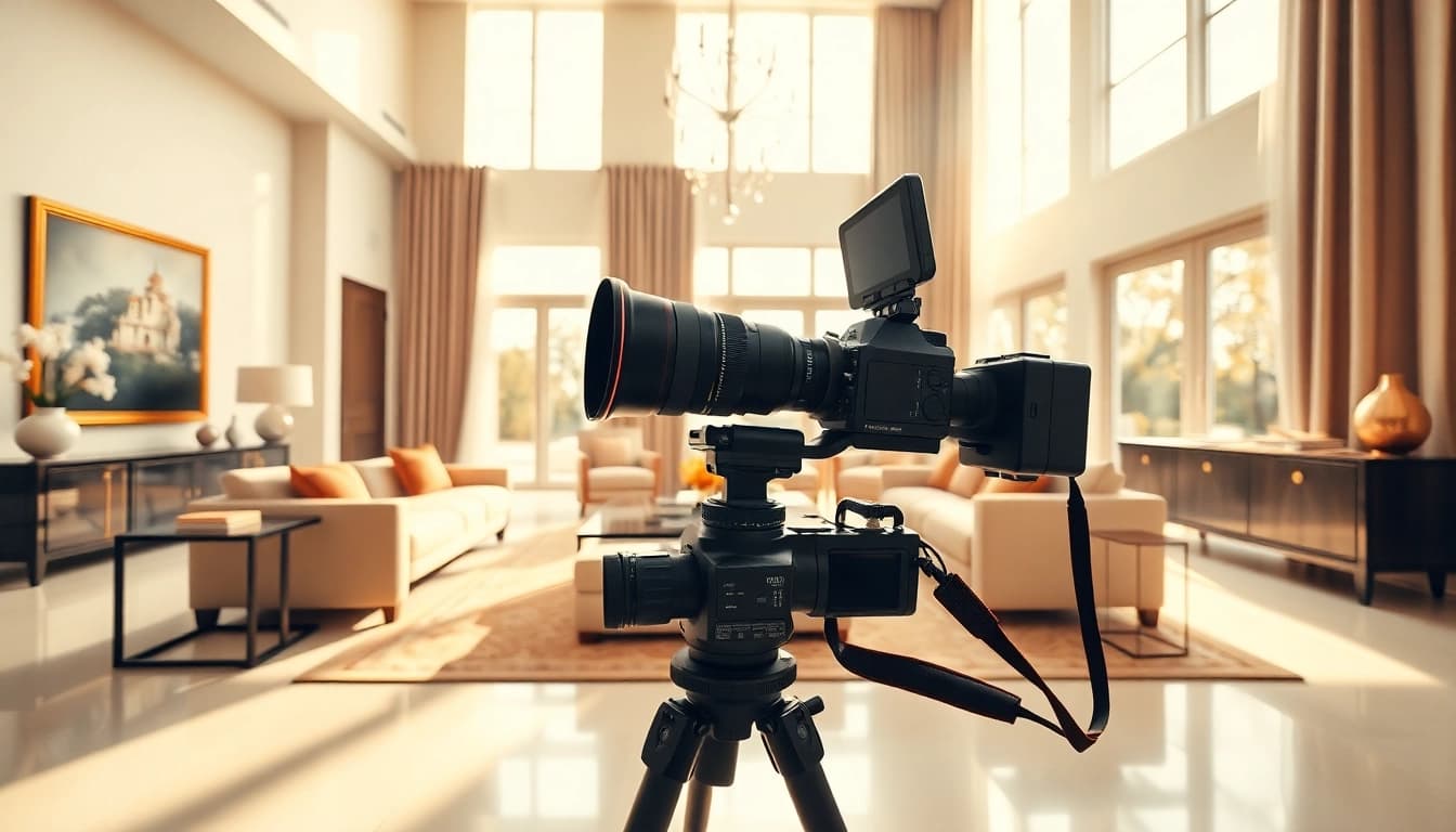 Real Estate Photographer capturing stunning interior shots of an elegant home setting.