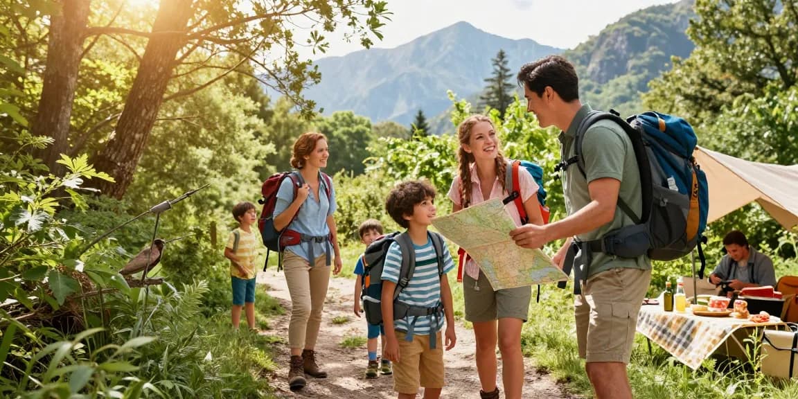 Family adventure exploring nature and bonding in the mountains with mantra88 activities.