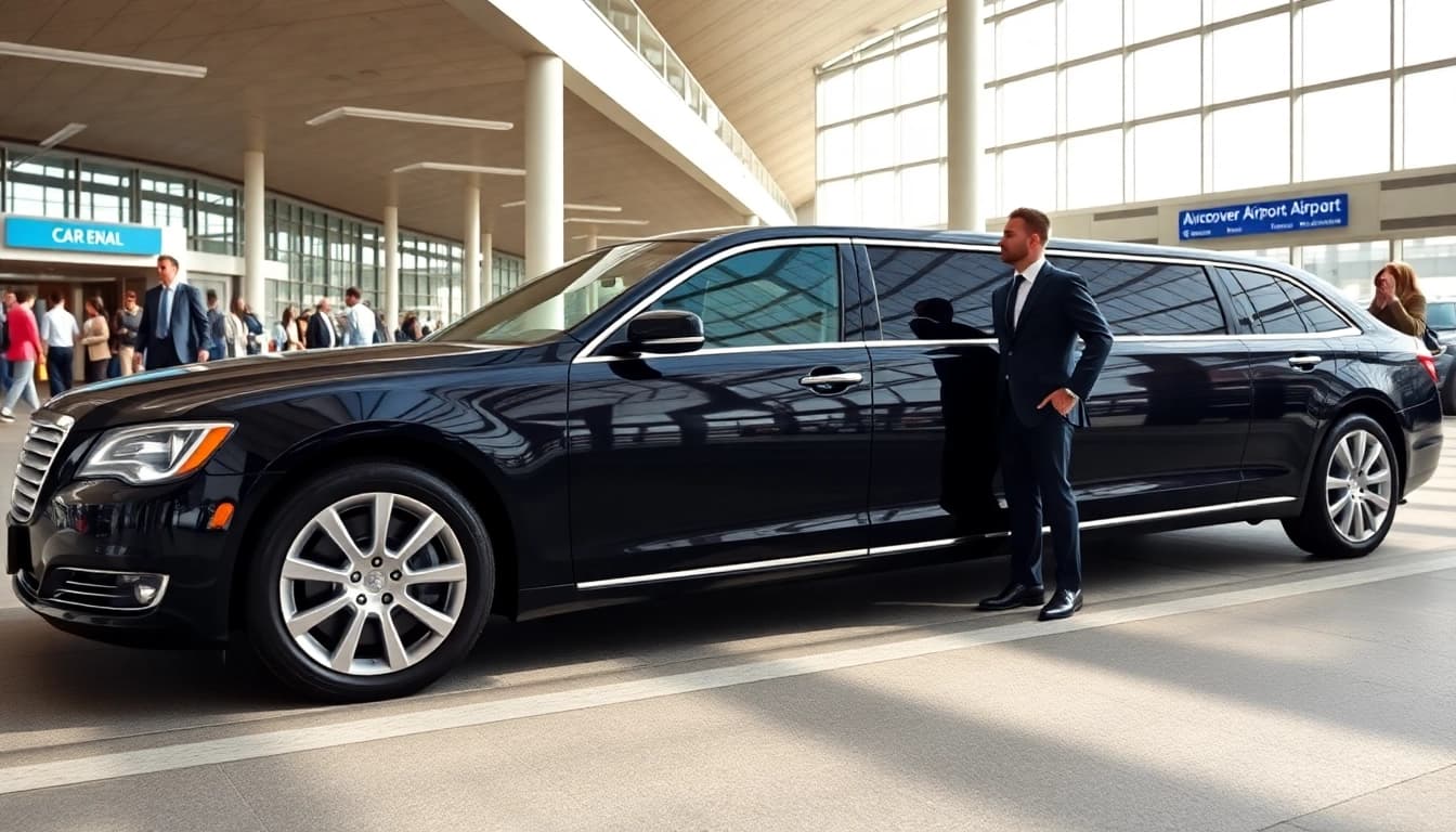 Efficient vancouver airport limo service with a professional chauffeur at the airport terminal.