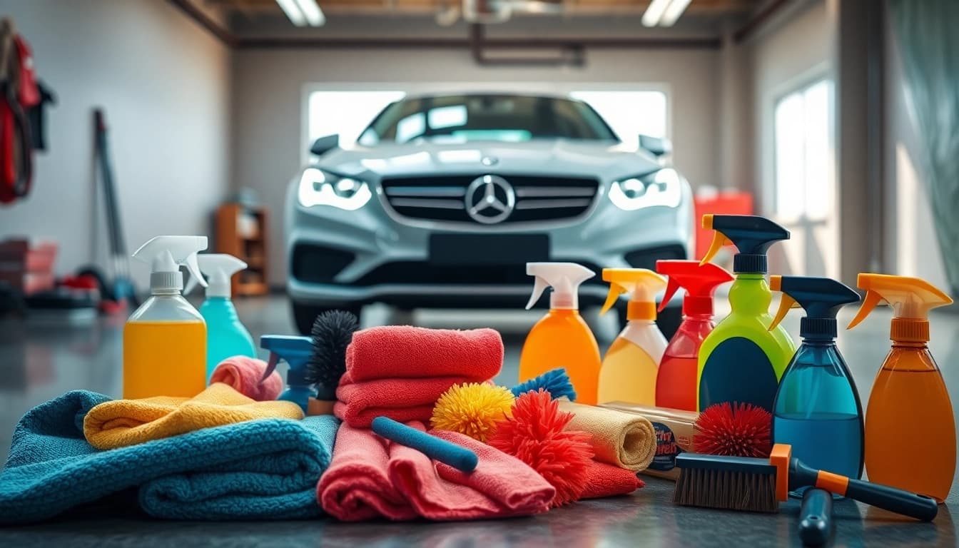 Using a car wash kit for beginners for an effective clean on a shiny car
