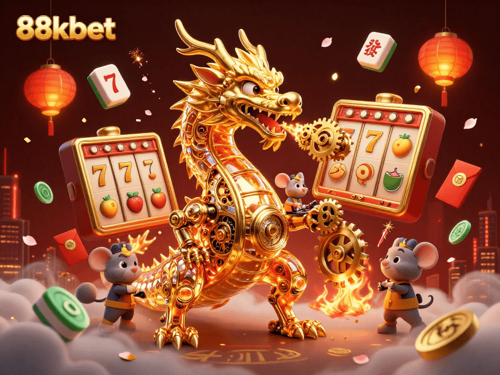Play exciting slots and win with 88kbet's dynamic gaming scene filled with golden gears and jackpots.