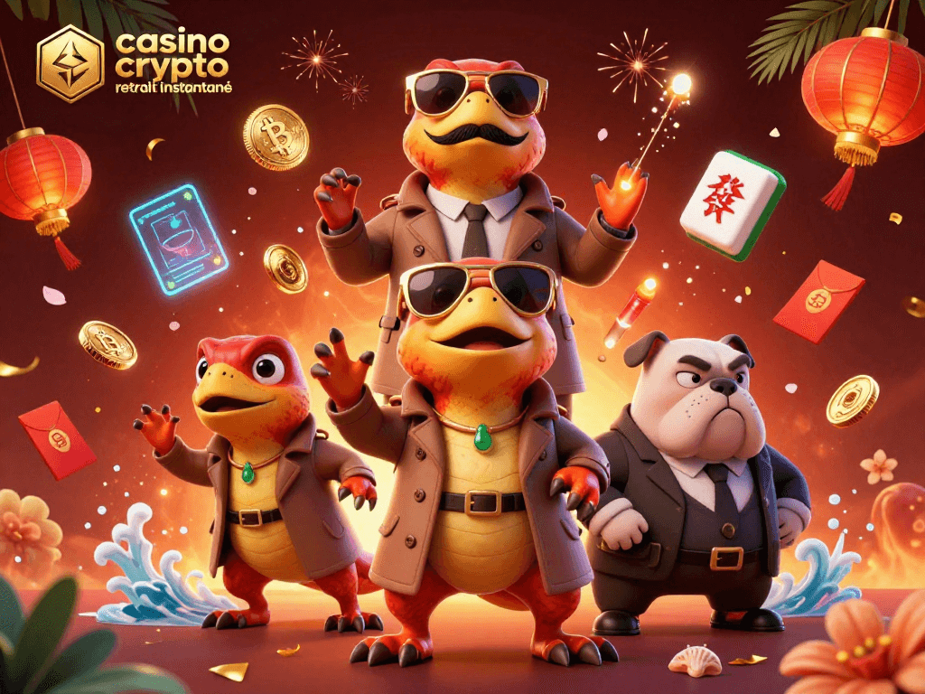 Gagnez rapidement avec un casino crypto retrait instantané grâce à cette illustration captivante et colorée.