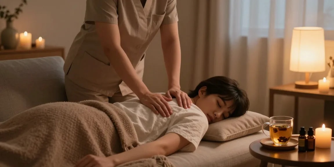 Enjoying a soothing 구리출장마사지 in a cozy home setting with relaxing ambiance and professional care.