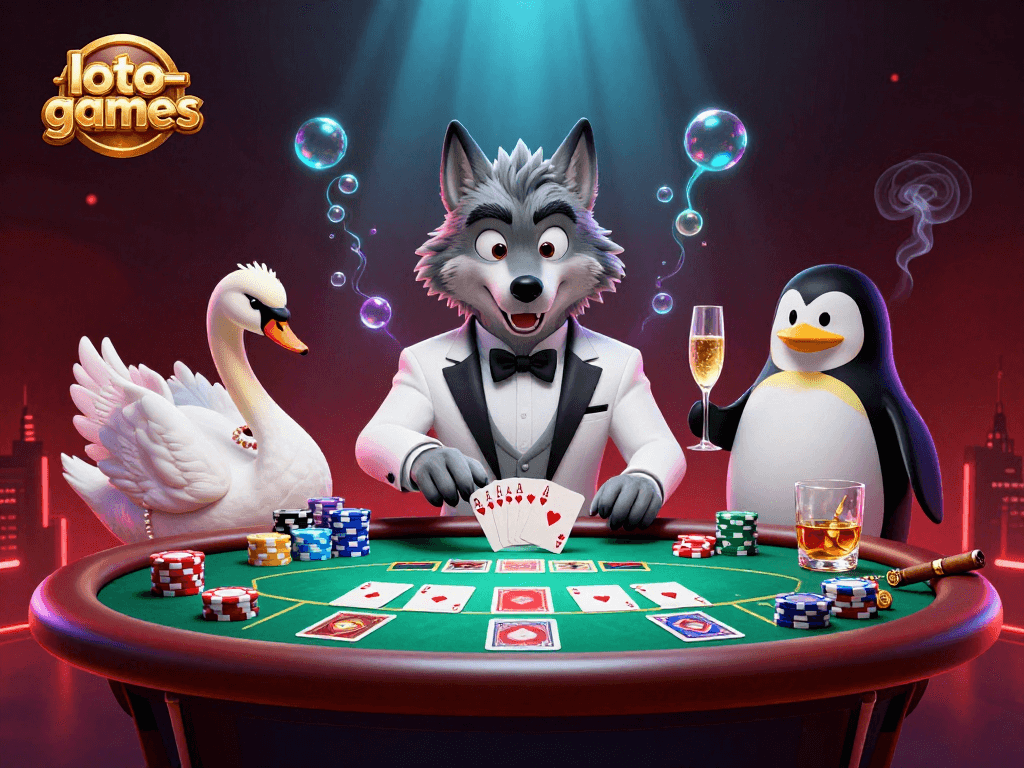 Engage in loto-games excitement at a dynamic casino scene with character interactions and rich game elements.