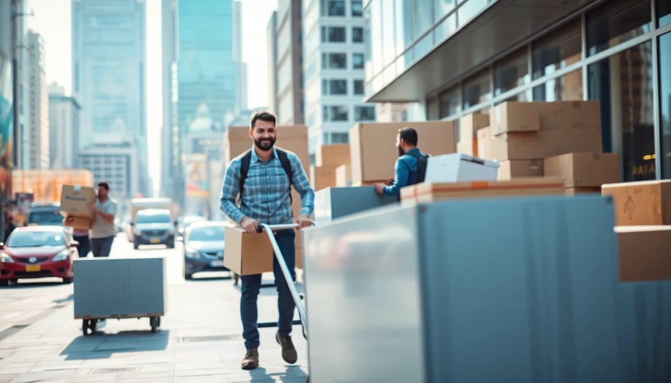 Experience efficient Office Moving Services NYC with professional movers in action, ensuring a smooth office relocation.
