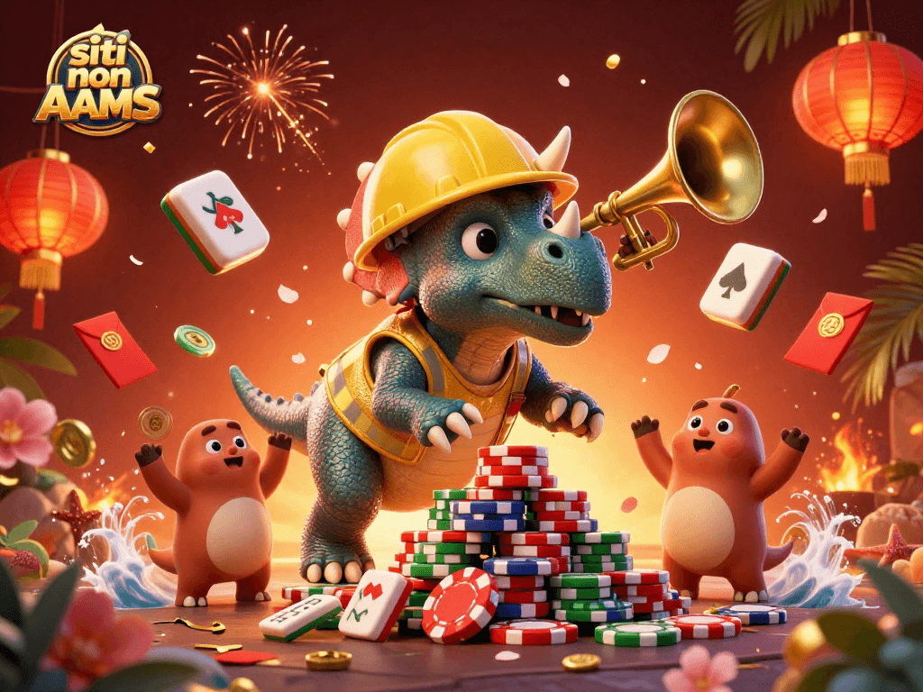 Gioca nei siti non AAMS con un triceratopo che costruisce una torre di chip da poker.