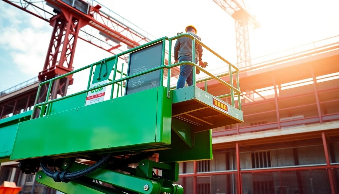 Cherry picker lifting workers safely to a construction site, showcasing its powerful performance.