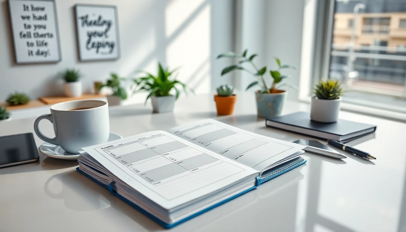 Plan and organize your day with effective tools in a bright, inviting workspace.