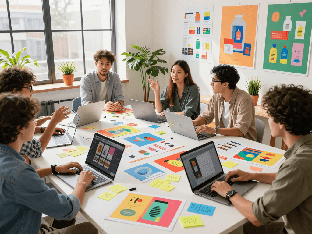Desain kemasan kreatif oleh tim di studio, konsep delapantoto terlihat jelas.