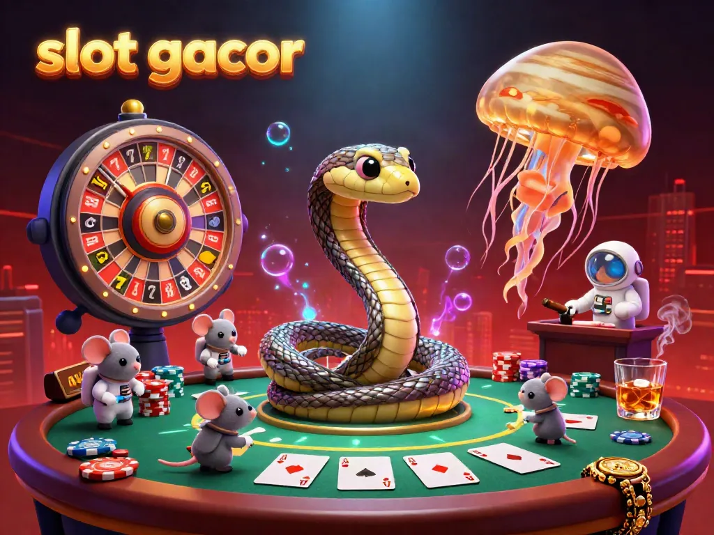 Experience the excitement of slot gacor with astronaut mice betting on a cosmic roulette wheel.