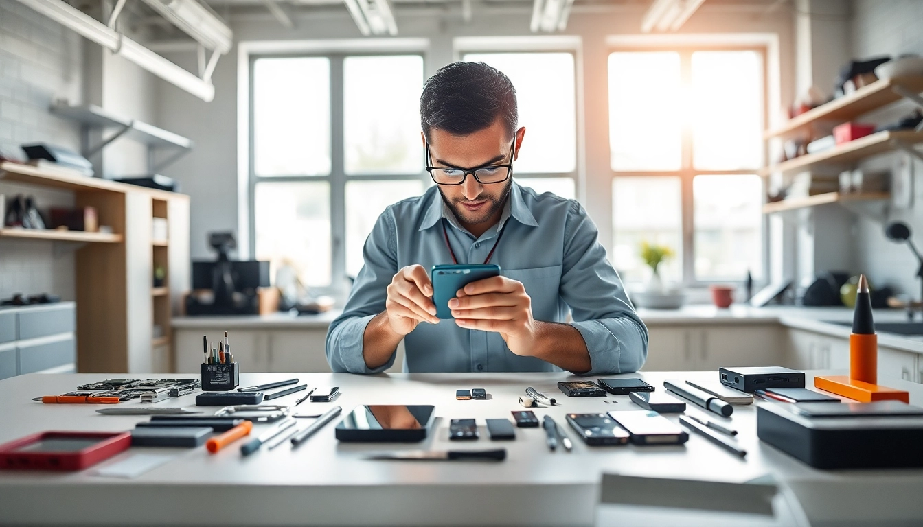 Cash for broken phones service with a technician skillfully repairing a smartphone.