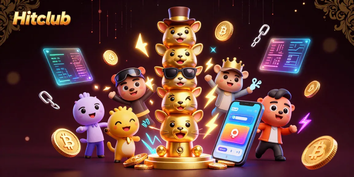 Experience thrilling gameplay at Hitclub with animated golden totem pole and vibrant crypto elements.