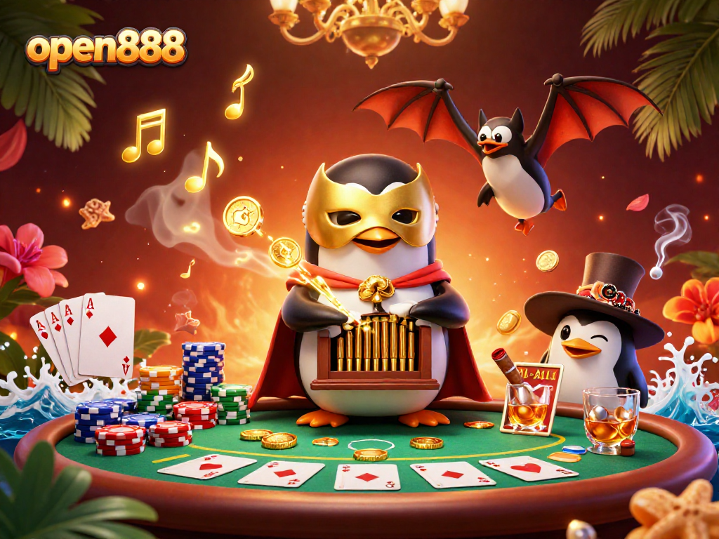 Engage with thrilling table games at open888 through this rich illustration of casino magic.