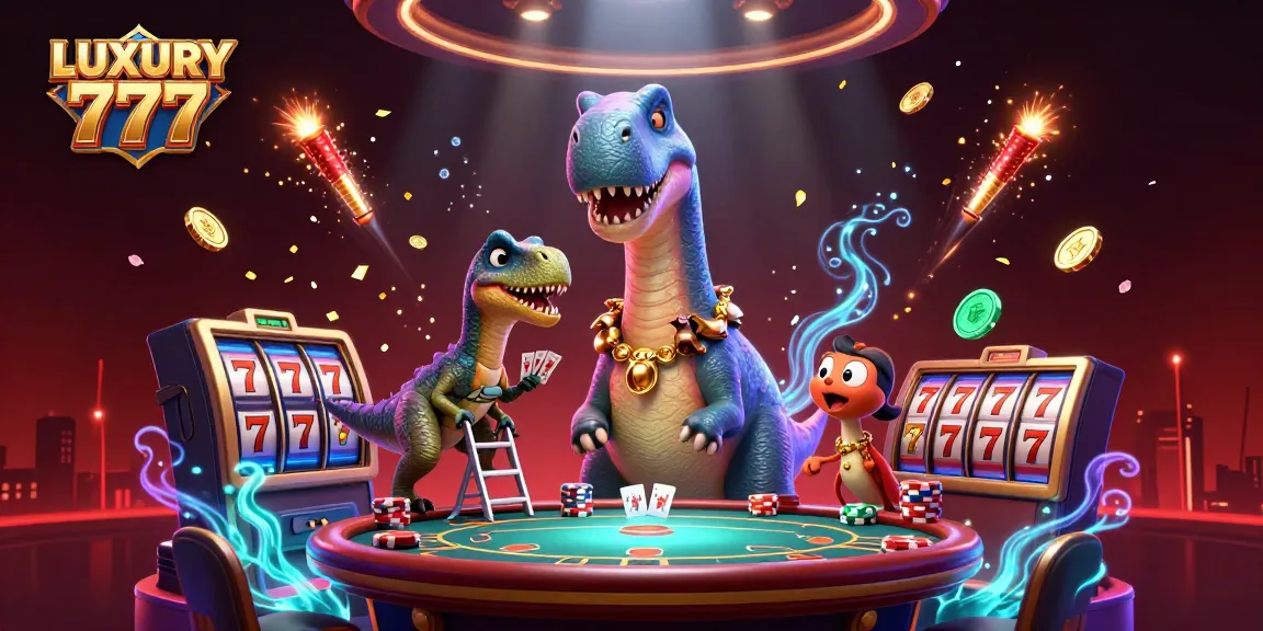 Menangkan LUXURY 777 dengan brontosaurus dan raptor dalam ilustrasi kasino yang memukau.