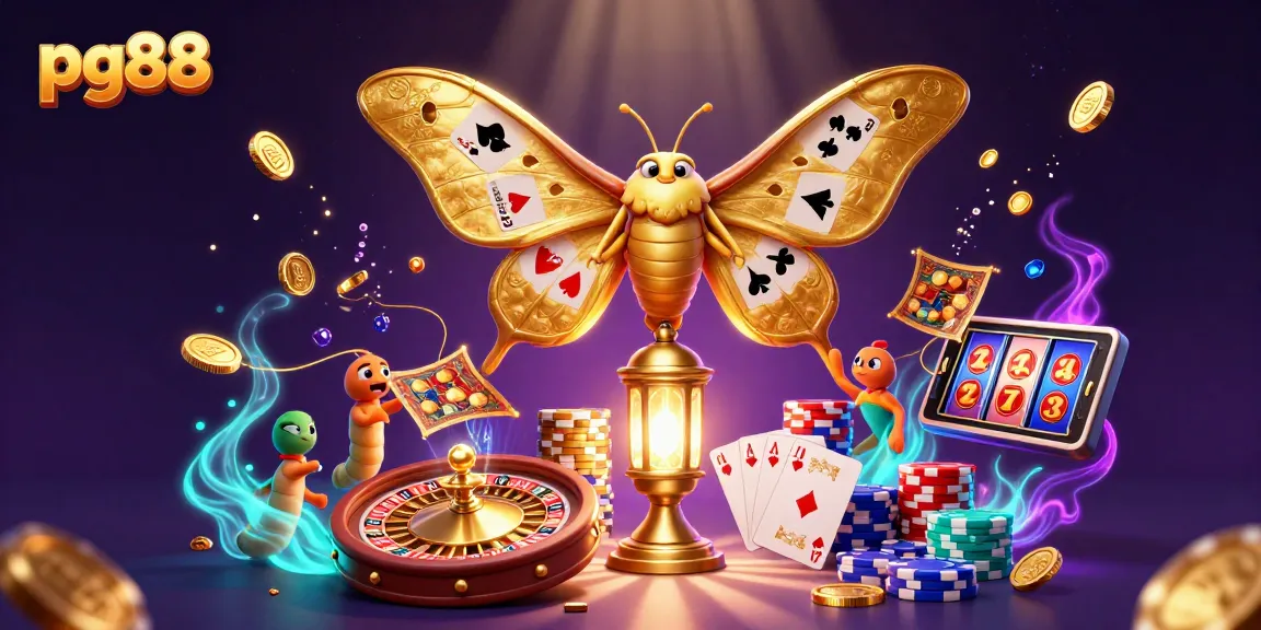 Experience thrilling gameplay at pg88 with cascading coins, card suits, and a vibrant casino atmosphere.
