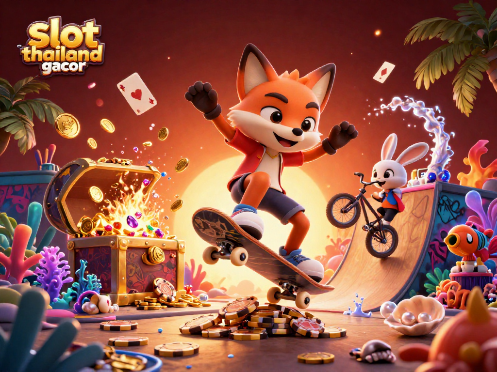 Experience slot thailand gacor with vibrant 3D cartoon characters in an exciting casino scene.