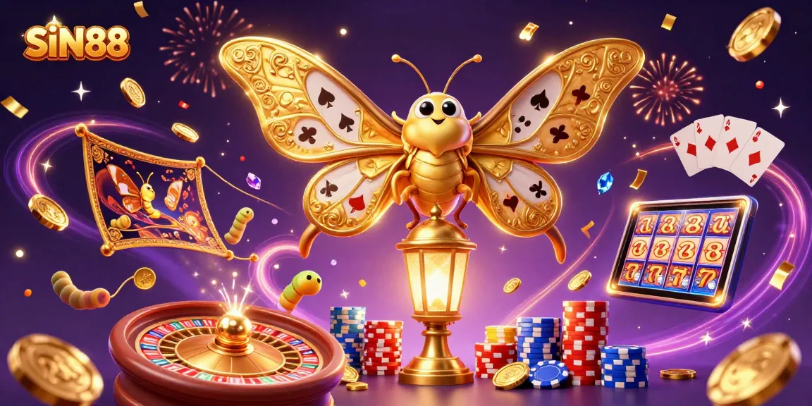 SIN88 ignites thrills with a lively casino scene featuring vibrant games and golden treasures.