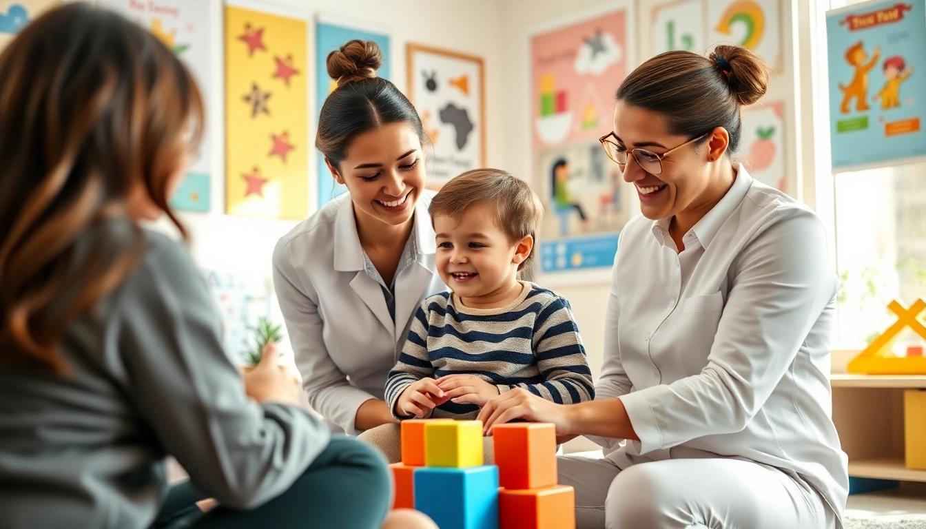 Family in a therapy session illustrating what is ABA therapy, showcasing interaction and support.