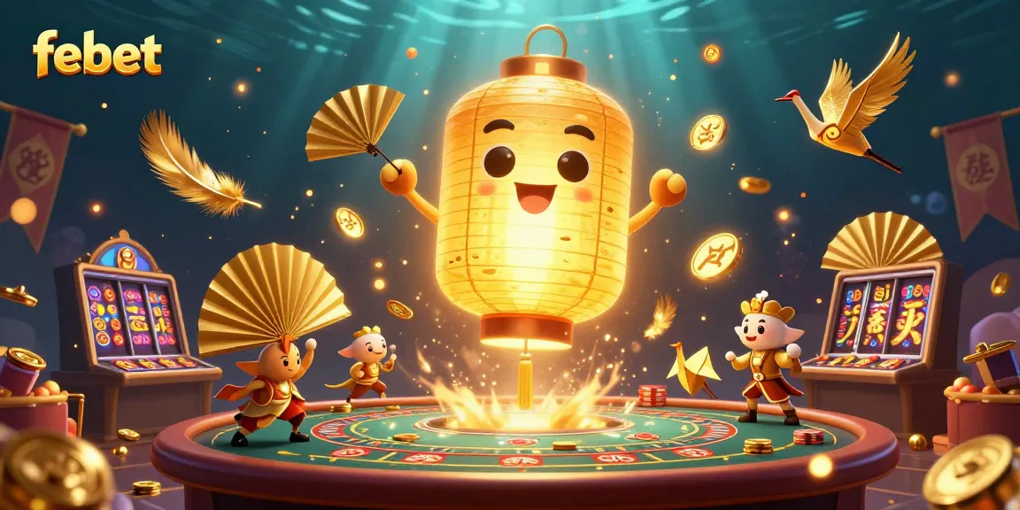 Experience thrilling gameplay and vibrant visuals at febet Casino with golden lanterns and dynamic elements.