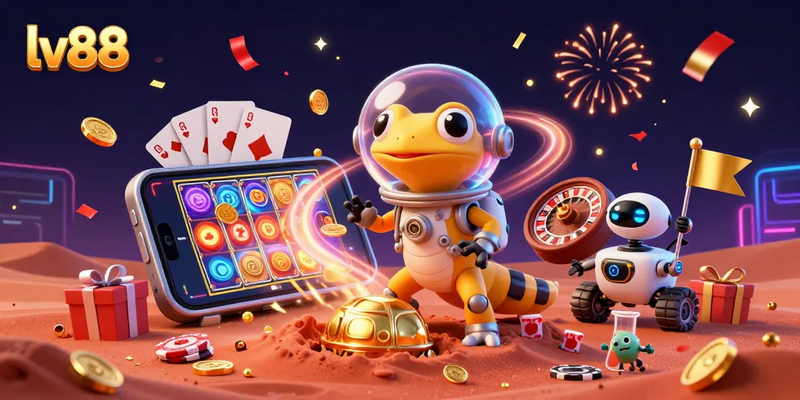 Experience the excitement at lv88 casino with a Martian gecko discovering wins and bonuses!
