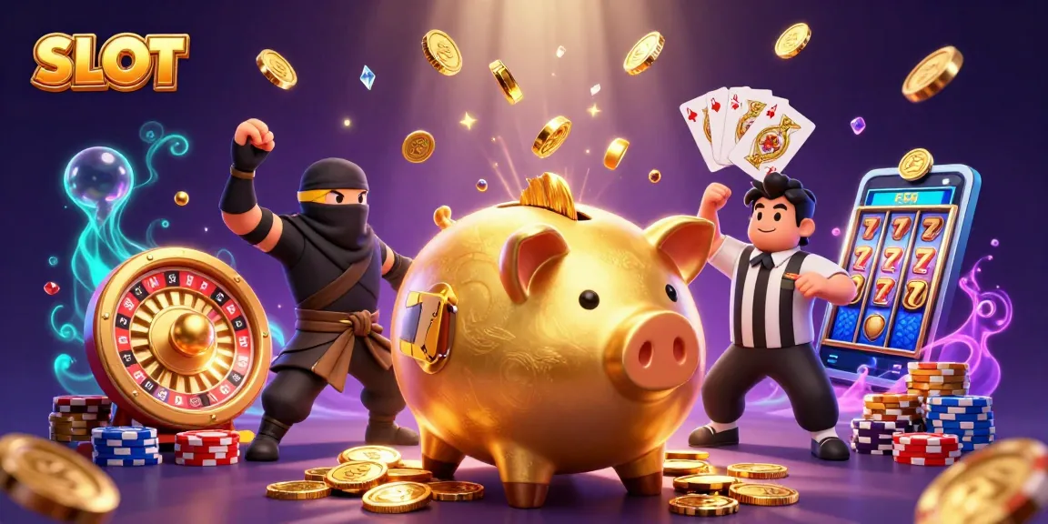 Experience exciting SLOT adventures with giant characters in this vibrant casino scene.