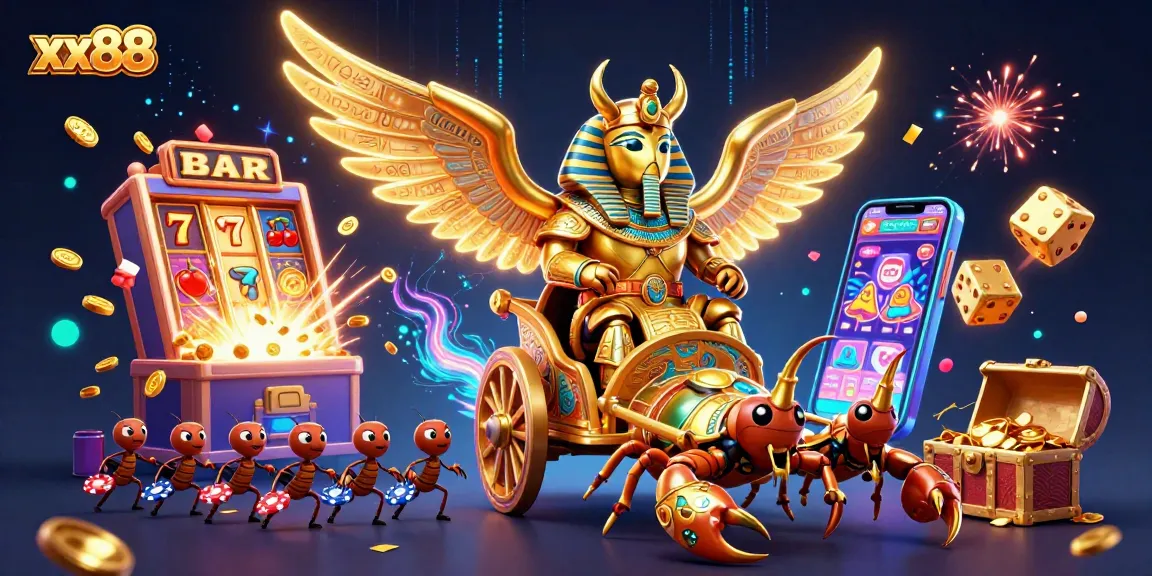 Experience thrilling gameplay at xx88 with a vibrant casino scene featuring dynamic characters and games.