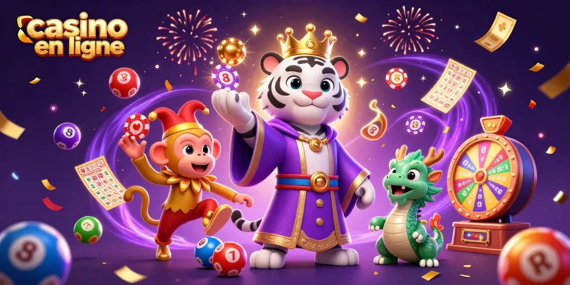 Plonger dans l'univers du casino en ligne avec un tigre majestueux et un singe jonglant.