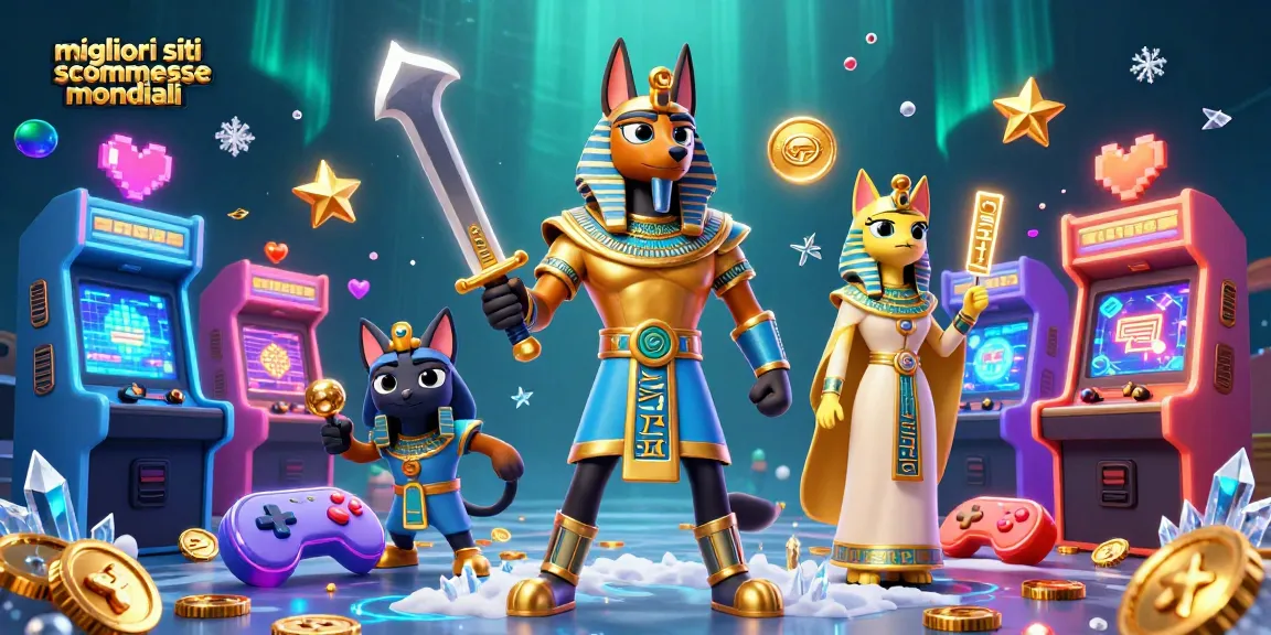 Scommetti sui migliori siti scommesse mondiali nel mondo del betting con Anubis e Bastet in un'illustrazione vibrante.
