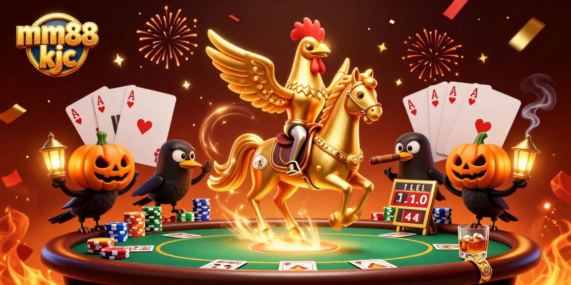 Play exciting casino games at mm88 kjc with vibrant characters and festive gambling elements.