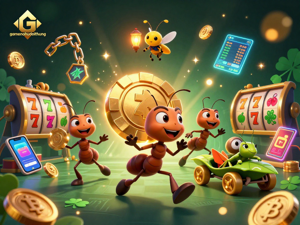 Join the ants in a golden heist with gamenohudoithuong in this vibrant slot gaming adventure!