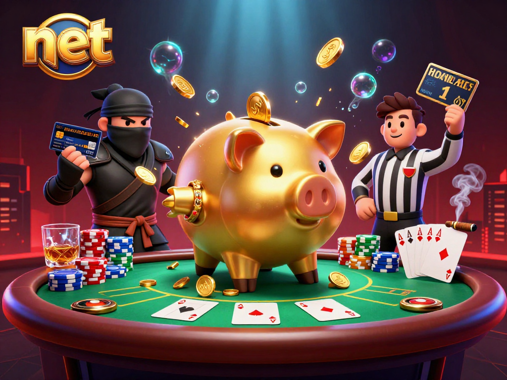 Experience the thrilling energy of net with dynamic characters and casino elements showcasing vibrant action.