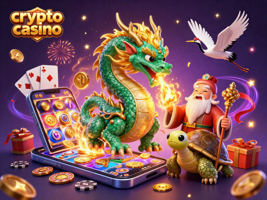 Jouer au crypto casino et gagner avec un dragon de jade et un sage, riches éléments de jeu