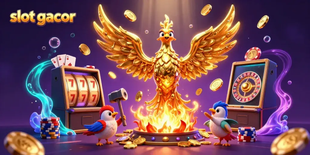 Experience the thrill of slot gacor with a golden phoenix and dynamic casino elements