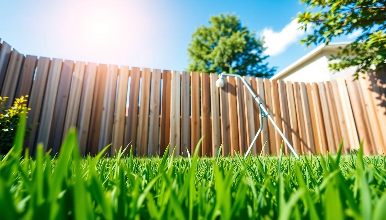 Fence cleaning process showcasing a clean wooden fence in bright backyard setting.