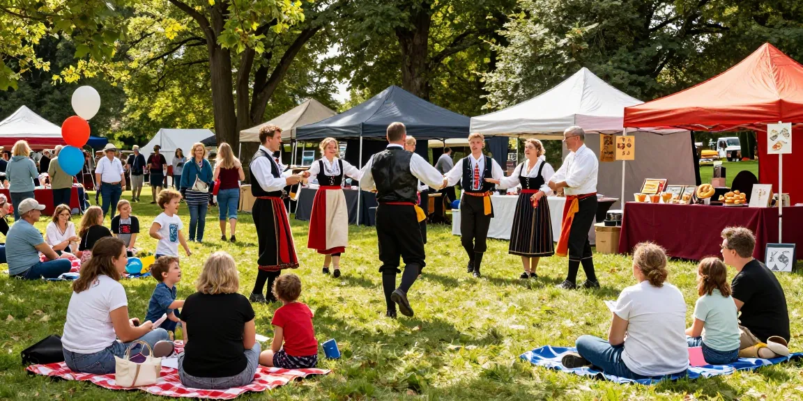 Community celebration at a Breton cultural festival showcasing traditional music, dance, and cuisine during the m98 event.