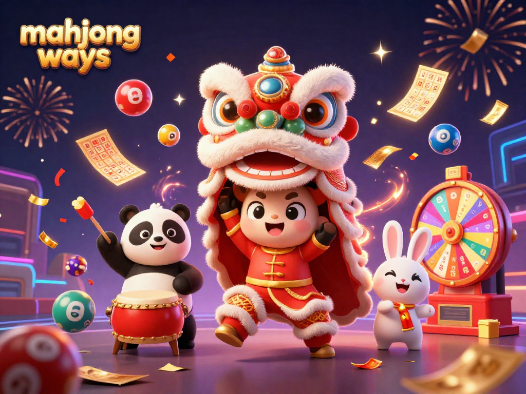 Engage with mahjong ways in a vibrant casino scene featuring animated characters and exciting game elements.