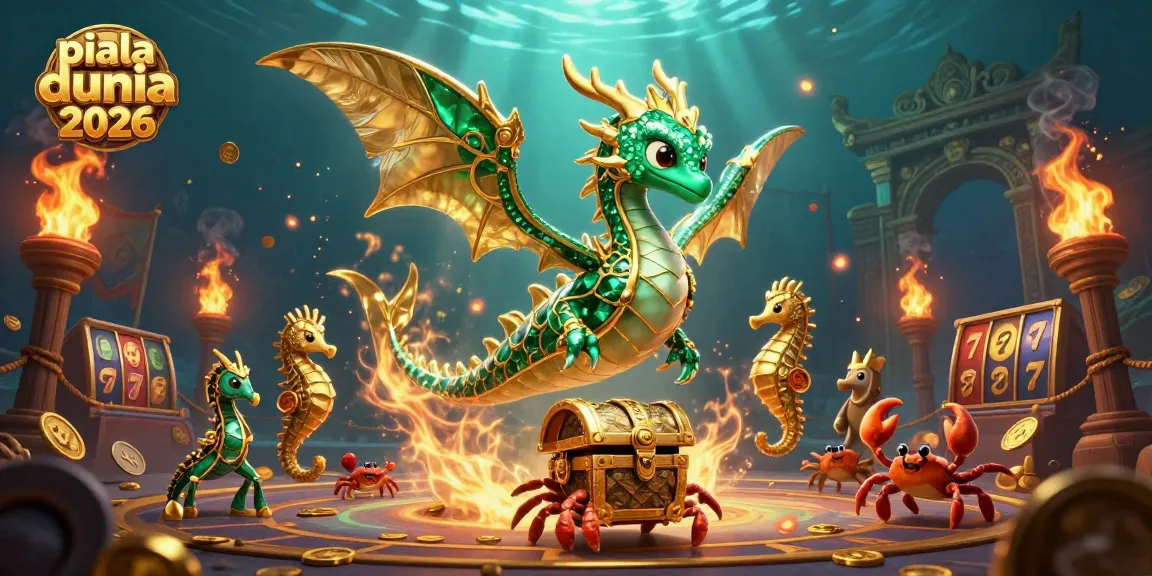 Experience the excitement of piala dunia 2026 with vibrant 3D casino-themed illustration showcasing rich gambling elements.