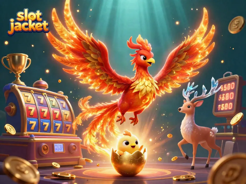Experience the thrill of the slot jackpot with colorful reels and golden coins in this dynamic illustration.
