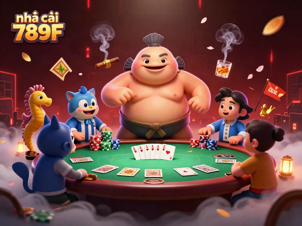 Engage in thrilling gameplay at nhà cái 789F with a vibrant underwater poker scene featuring exciting characters and game elements.