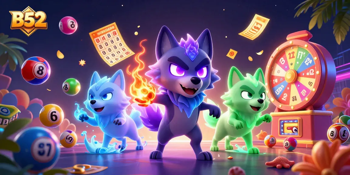 B52 Jackpot scene featuring a wolf pack leader with glowing eyes and vibrant game elements.