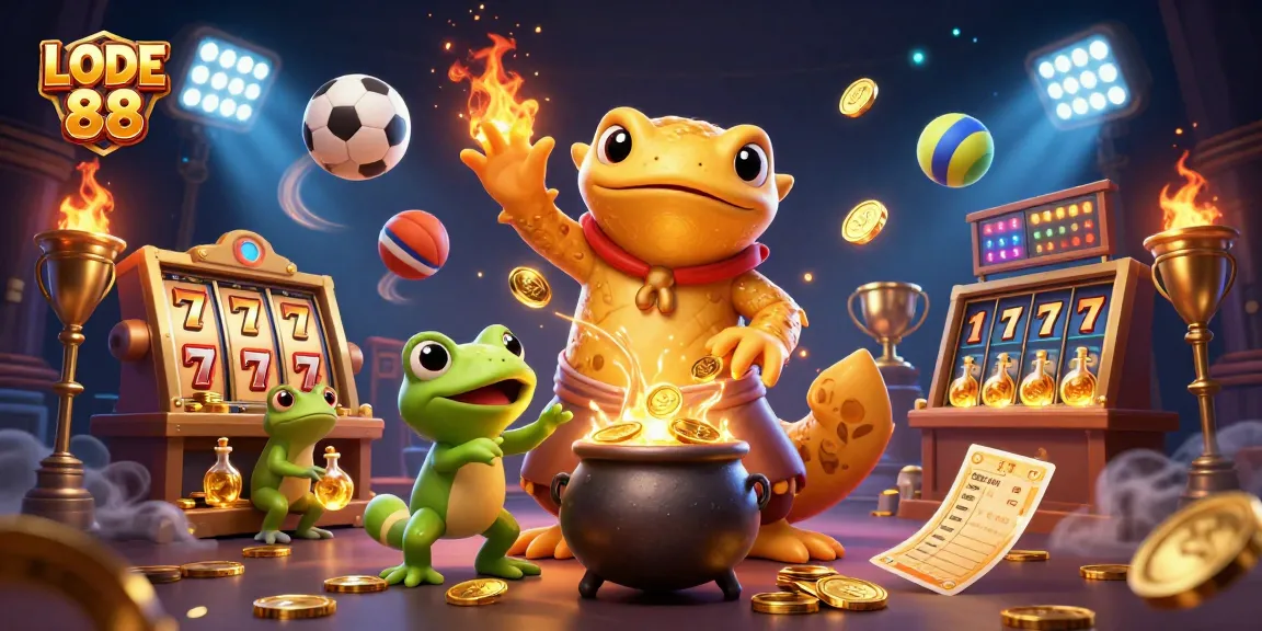 Engage with LODE 88 by witnessing an incredible alchemist scene with coins and sports symbols.