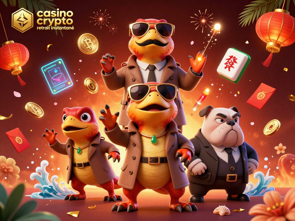 Gagnez rapidement avec un casino crypto retrait instantané grâce à cette illustration captivante et colorée.