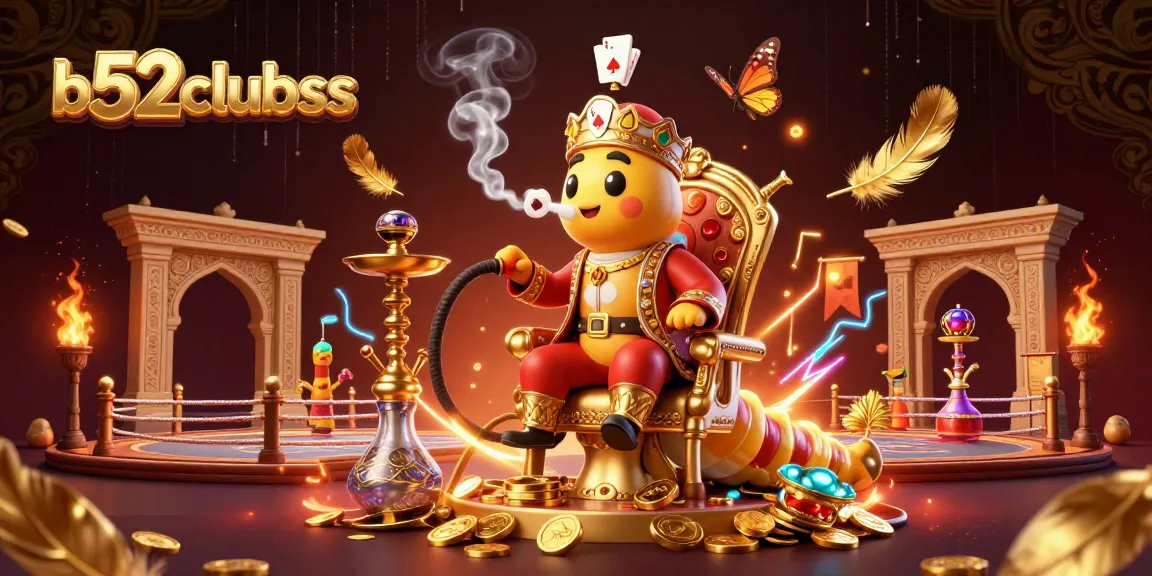 Engage with b52clubss at the vibrant online casino featuring a hookah-master and poker hands.