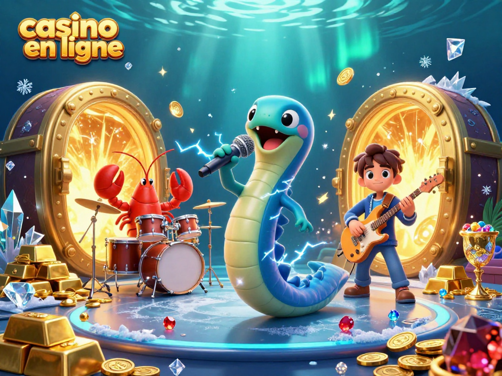 Vibrez au casino en ligne avec cette scène animée d'électricien DJ et ses musiciens sous-marins.