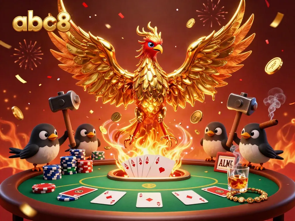 Engage with thrilling game elements at abc8, featuring a molten phoenix and poker action.