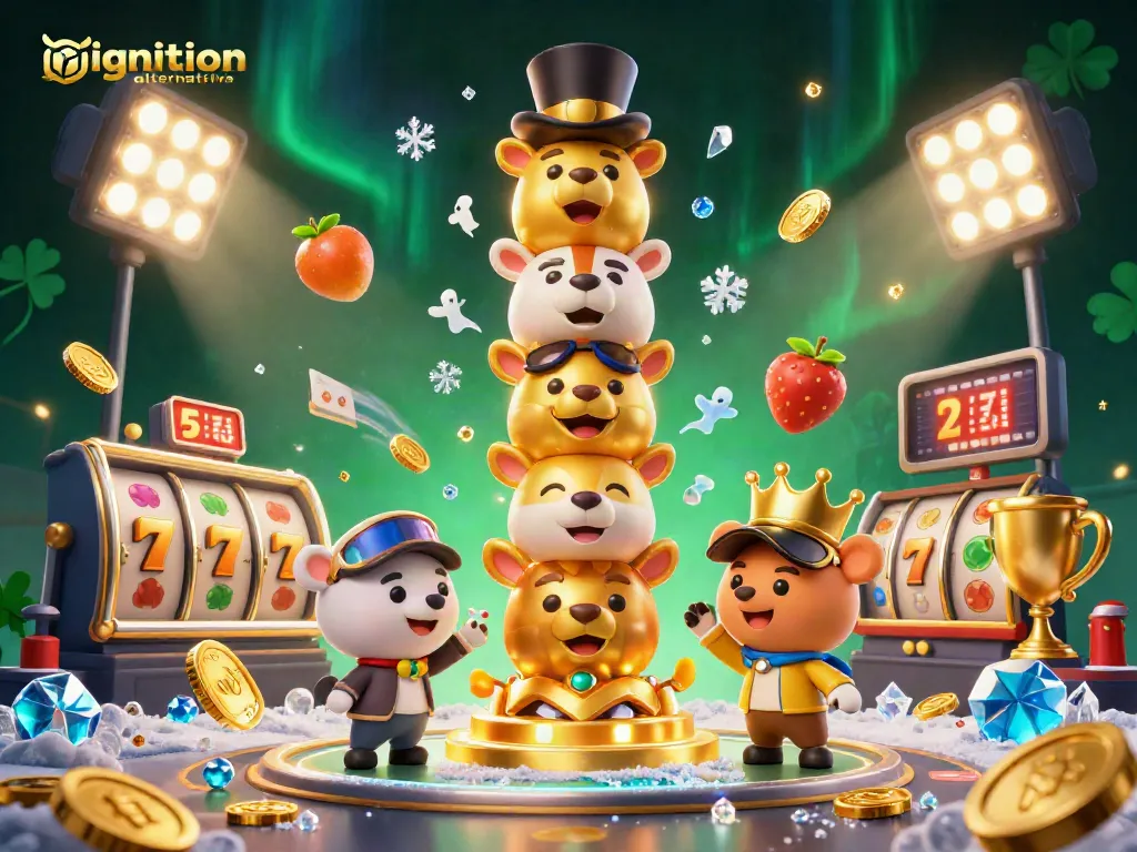 Explore exciting ignition alternative options through vibrant casino-themed illustration featuring dynamic game elements.