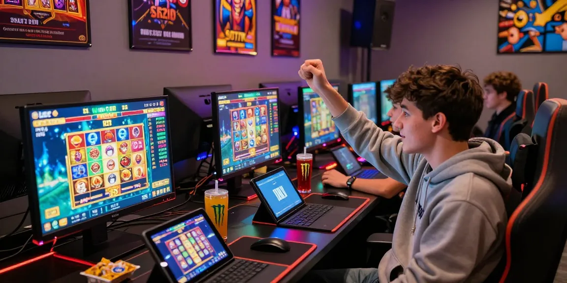 Intense gaming experience with players celebrating a win on 777 slot at Slot777