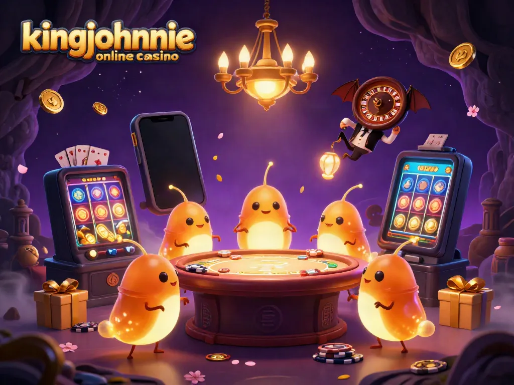Experience excitement at kingjohnnie online casino with glowworms lighting a vibrant game scene