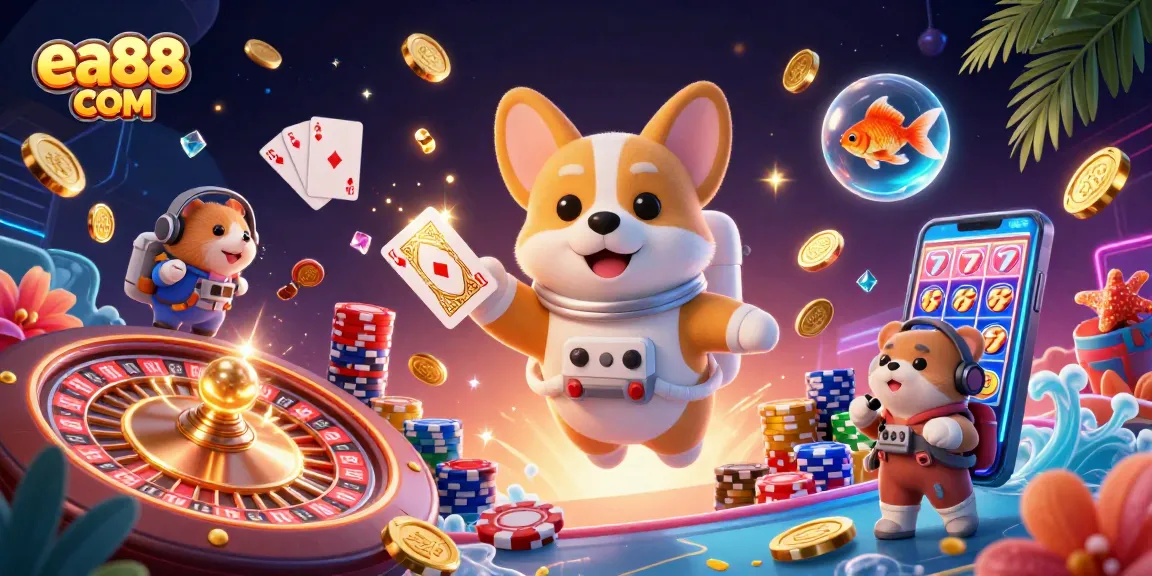 Play exciting games at ea88 COM with vibrant casino elements like slots and roulette.