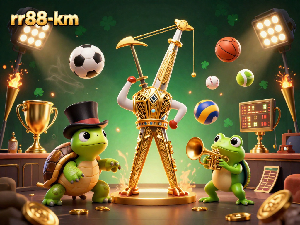 Experience thrilling bets and dynamic gaming with rr88-km in this vibrant 3D casino illustration.